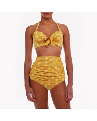 Halter V-neck Polka Dot Bikini