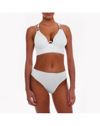 Solid Color High Waist Split Bikini 