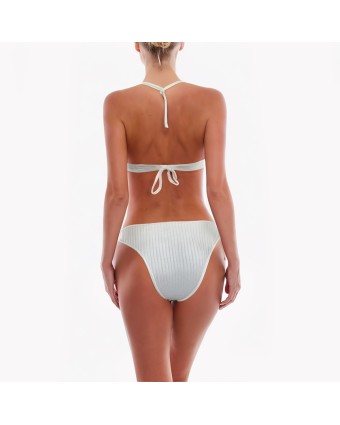 Solid Color High Waist Split Bikini 