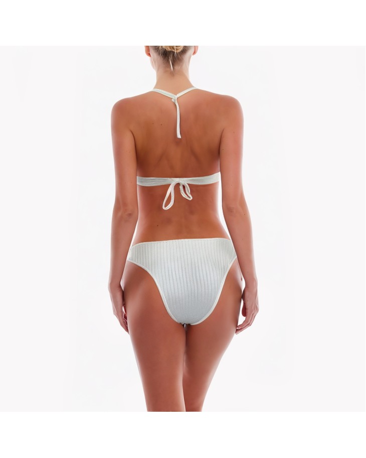 Solid Color High Waist Split Bikini 