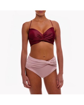 Halter Contrast Color Split Bikini 