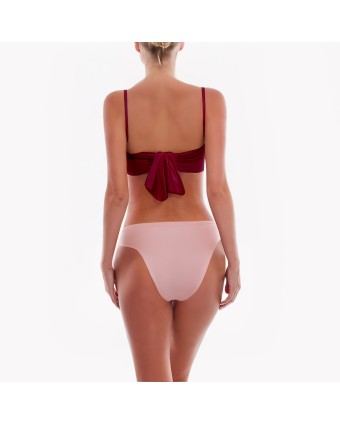 Halter Contrast Color Split Bikini 