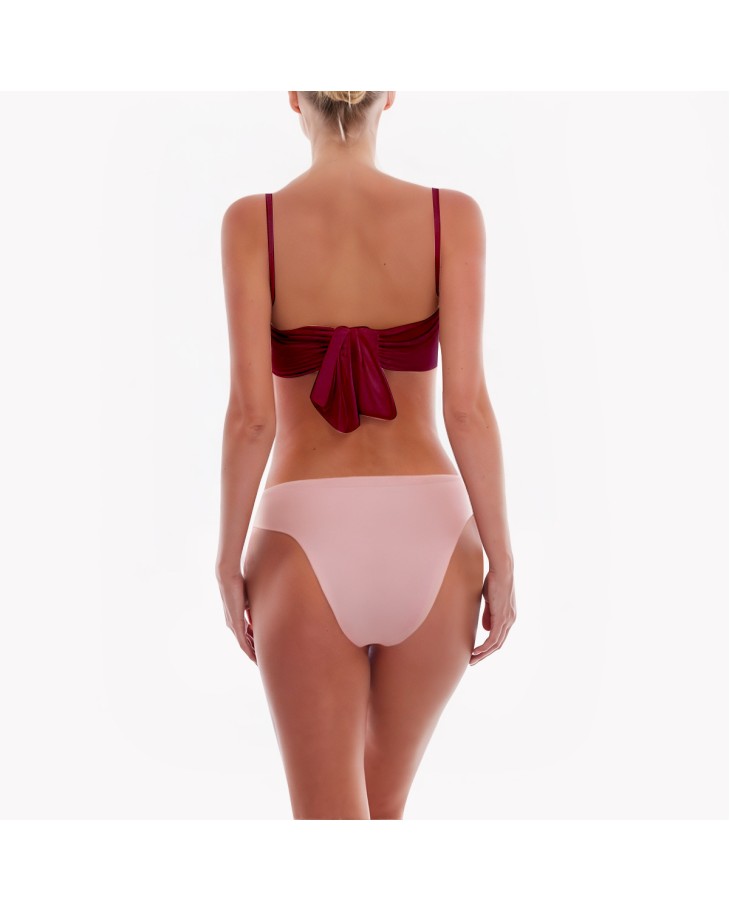 Halter Contrast Color Split Bikini 