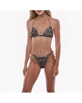 Leopard Print Lace-Up Bikini 