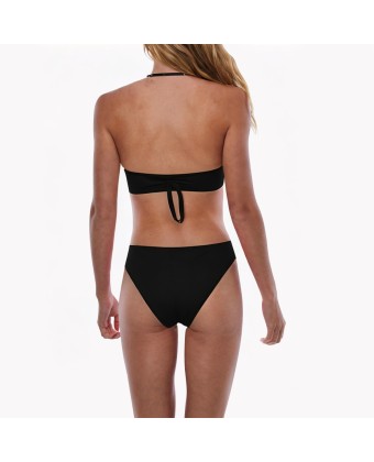 Black Hollow Metal Ring Split Bikini 