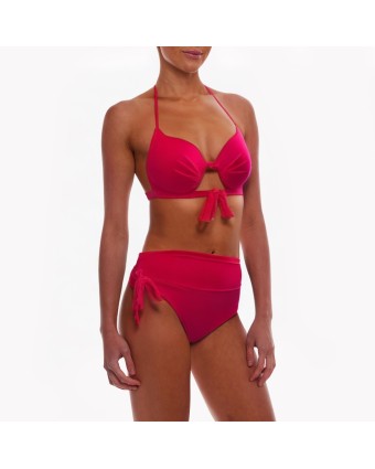 Solid Color Split Halter Bikini 