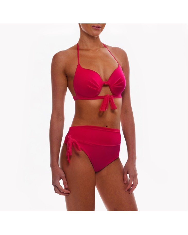 Solid Color Split Halter Bikini 