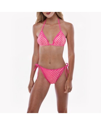Striped Lace-up Halter Bikini 