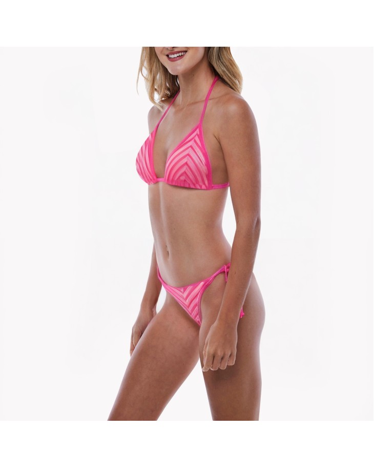 Striped Lace-up Halter Bikini 