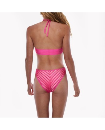 Striped Lace-up Halter Bikini 