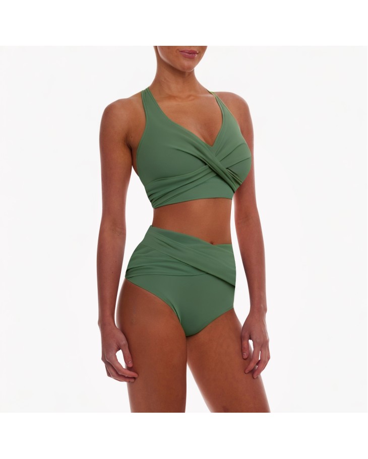 High-Waisted Belly-Covering Bikini 