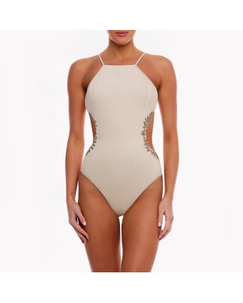 Women's Beach Side Waist Hollow One-Piece Swimsuit 