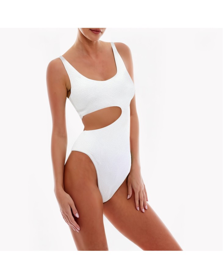 White Textured Holiday One-Piece Swimsuit 