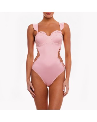 Pink Ruffled One-Piece Swimsuit 