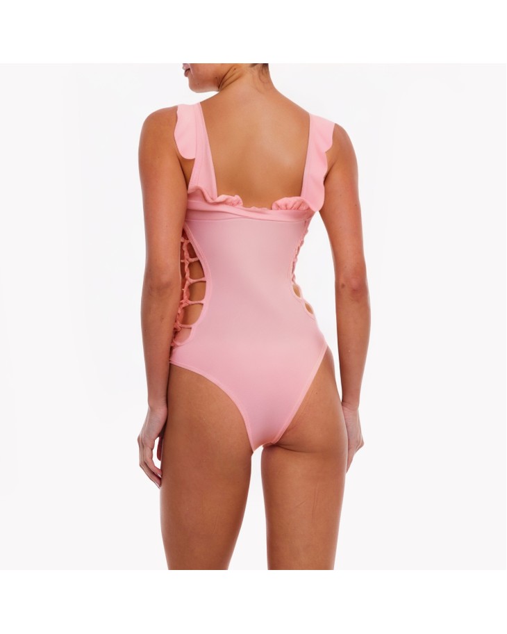 Pink Ruffled One-Piece Swimsuit 