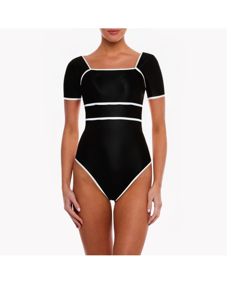 Women's Contrast Color One-Piece Swimsuit 