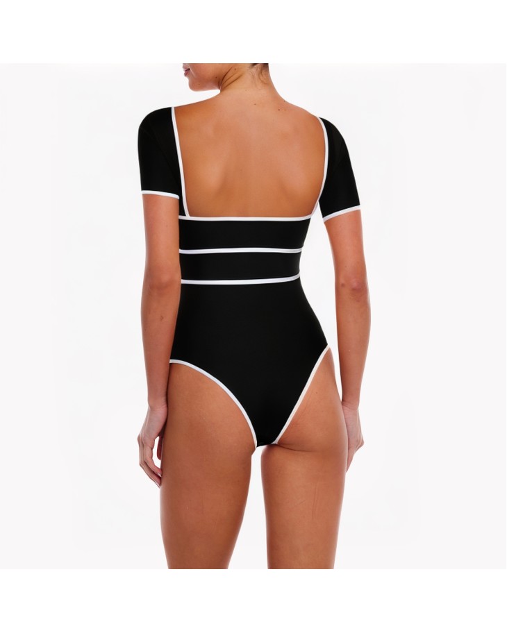 Women's Contrast Color One-Piece Swimsuit 
