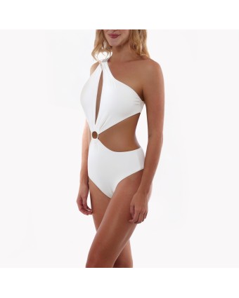 Retro Hollow White One-Piece Swimsuit 