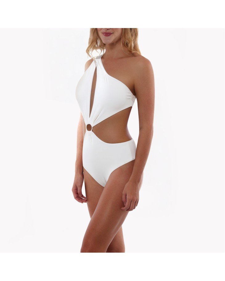 Retro Hollow White One-Piece Swimsuit 