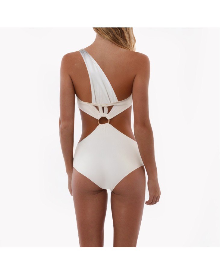 Retro Hollow White One-Piece Swimsuit 