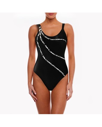 Personalized Striped Backless Swimsuit
