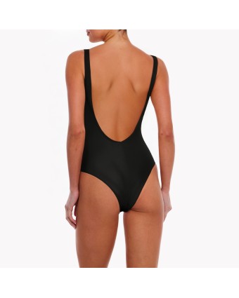 Personalized Striped Backless Swimsuit