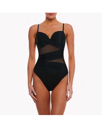 Black Lace One-Piece Swimsuit 