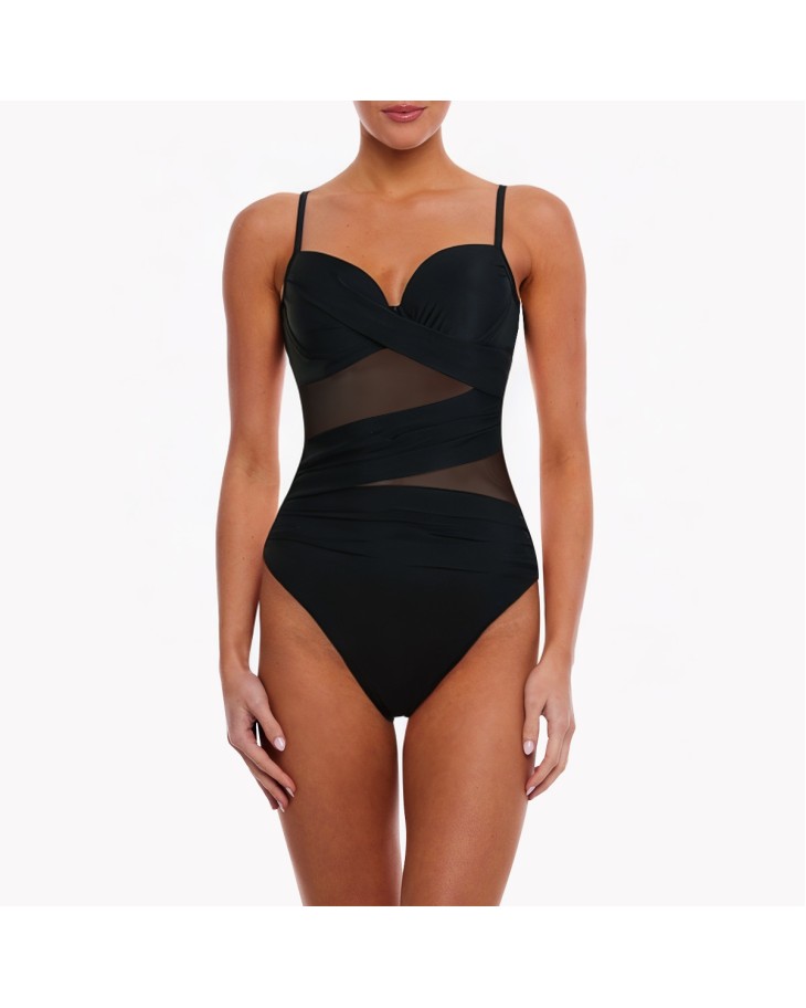 Black Lace One-Piece Swimsuit 