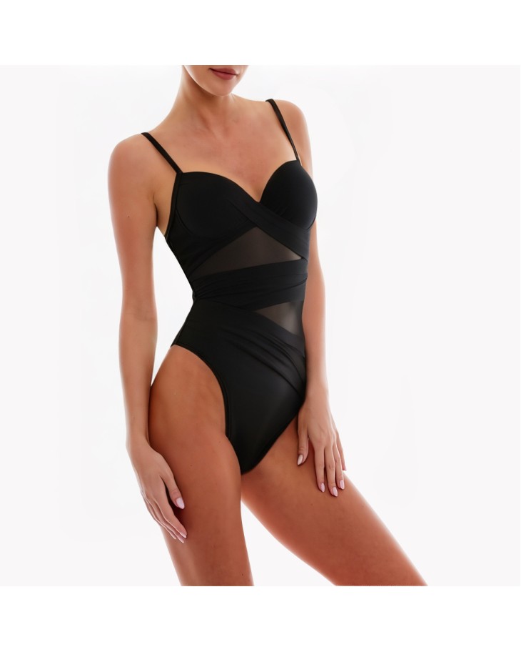 Black Lace One-Piece Swimsuit 