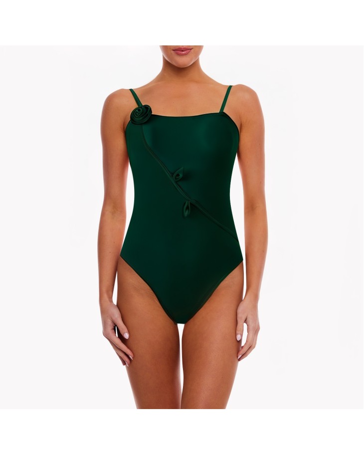 One-Piece Swimsuit With Three-Dimensional Flower Decoration 