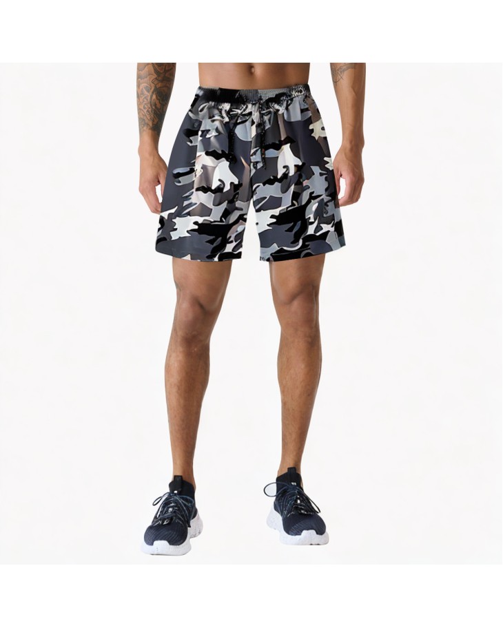 Grey Camouflage Shorts For Beach Vacation 