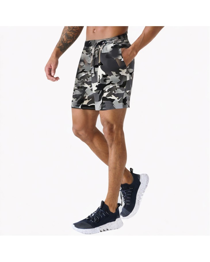 Grey Camouflage Shorts For Beach Vacation 