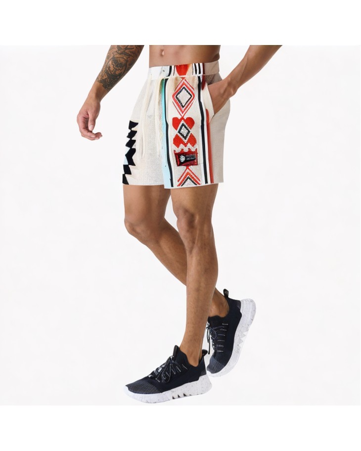 Retro Contrast Knitted Beach Shorts 