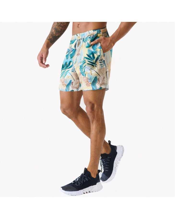 Loose Beach Contrast Print Beach Shorts