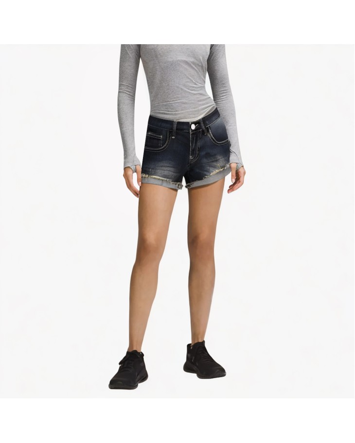 Retro Low-Rise Skinny Denim Shorts 