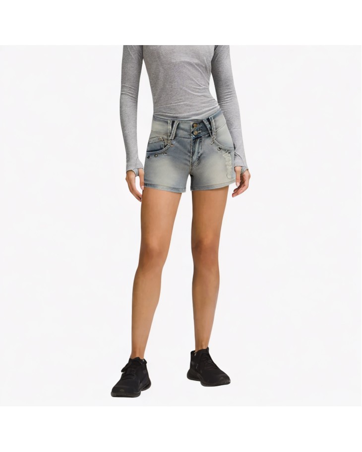 Retro Rivet Decorated Low-Waist Jeans 