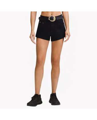 High-Waisted A-Line Black Denim Shorts 