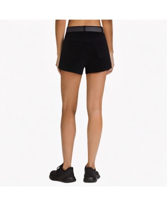 High-Waisted A-Line Black Denim Shorts 