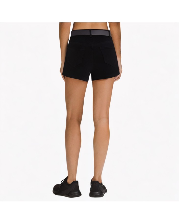 High-Waisted A-Line Black Denim Shorts 