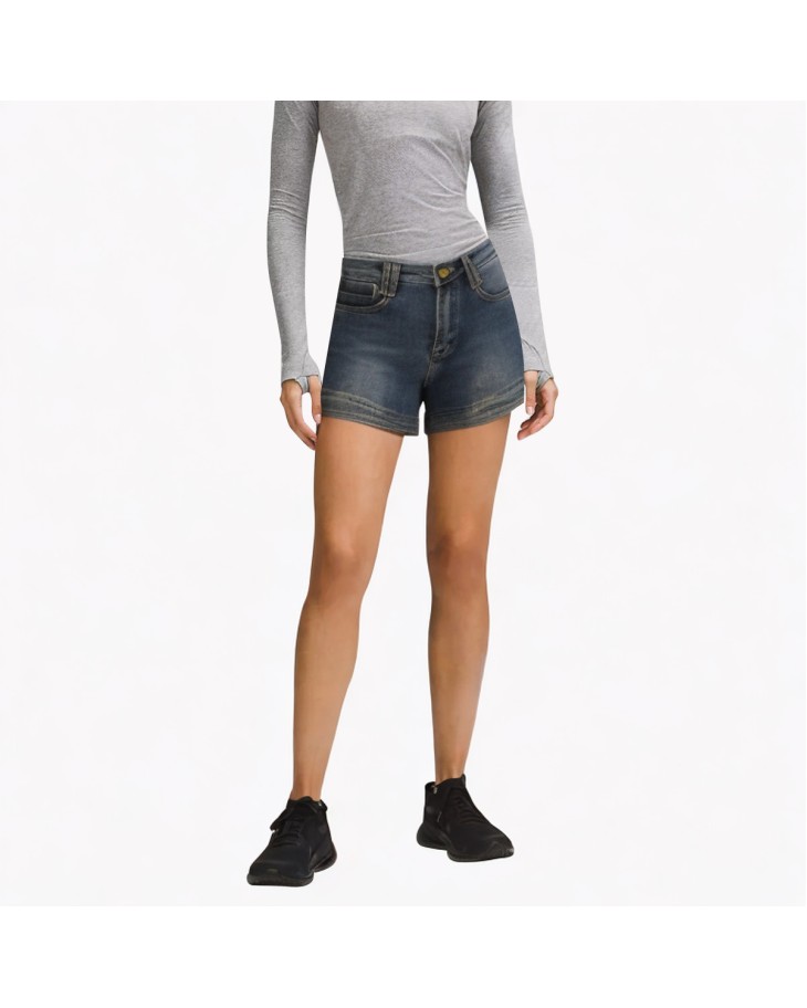 High-Waisted Versatile Distressed Denim Shorts