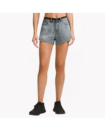 Retro Light Blue Wavy Denim Shorts 