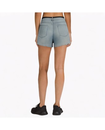 Retro Light Blue Wavy Denim Shorts 