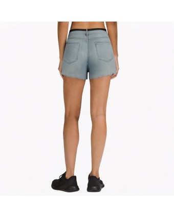 Retro Light Blue Wavy Denim Shorts 