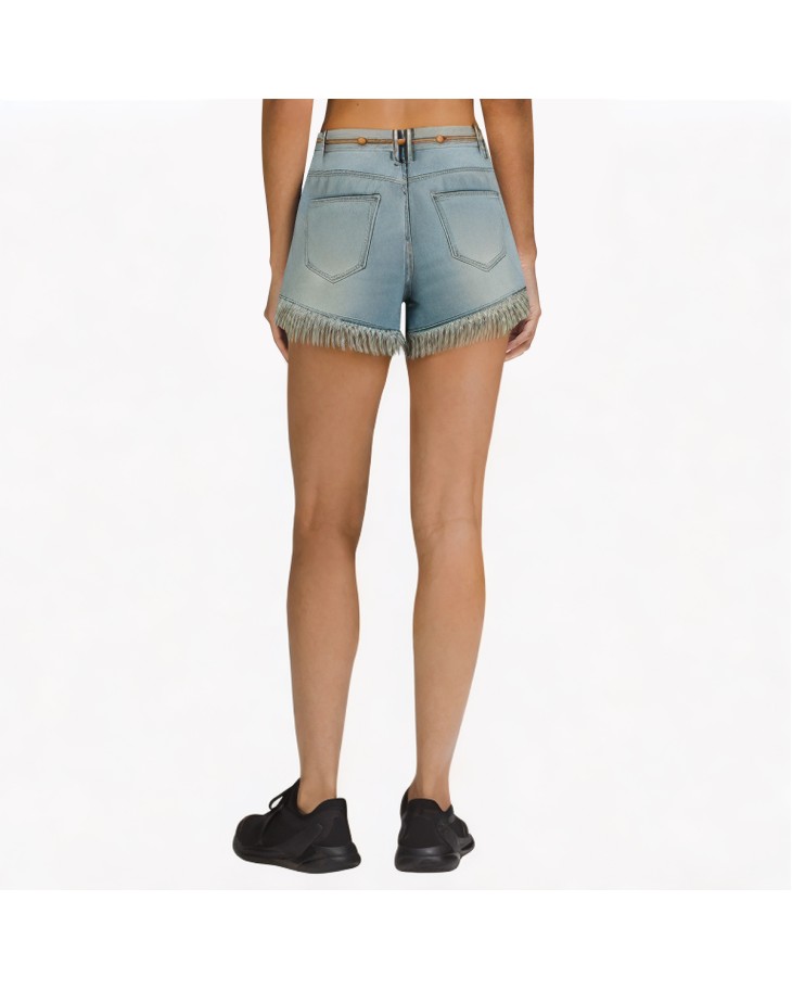 Retro Raw Edge Wide-Leg Denim Shorts 