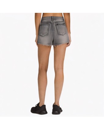 Ripped Denim Wide-Leg Shorts 