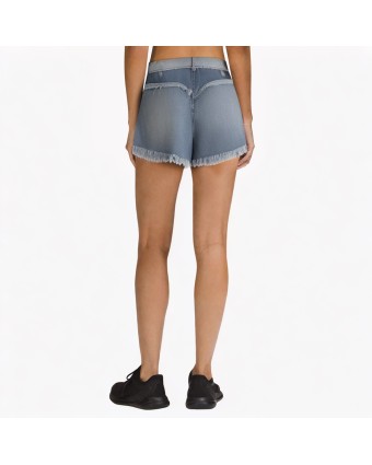 Elastic Waist Tassel Denim Shorts 