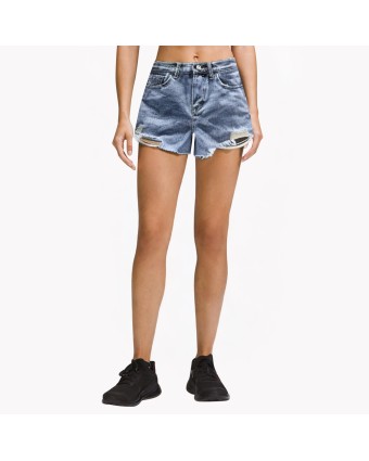 Ripped Wide-Leg Denim Shorts