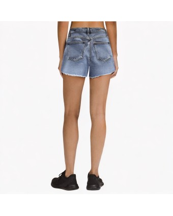 Ripped Wide-Leg Denim Shorts