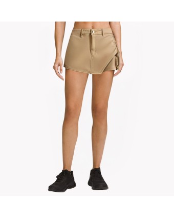 Loose Wide-Leg Pleated Denim Shorts 