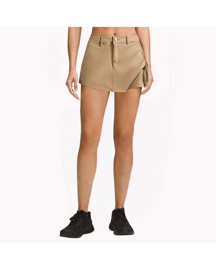 Loose Wide-Leg Pleated Denim Shorts 